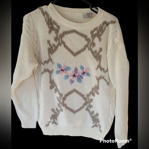 Women's vintage Small knit floral sweater